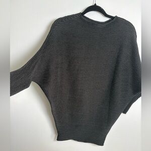 Specchio Black Ribbed Cocoon Top Size 40 Japanese Minimalist Batwing